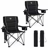 TIMBER RIDGE 2er Campingstuhl Faltbar 200KG Übergroß 63cm Sitzbreit Klappstuhl Camping Bequem Gepolster mit Isolierte Kühltasche Camping Sessel Faltstuhl Gartenstuhl Anglerstuhl