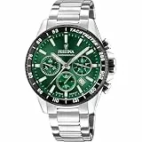 Festina Herren Uhr Analog aus Edelstahl 316L - Quarzwerk - Chronograph - Kalender - Mineralglas mit hoher Widerstandsfähigkeit - Wasserdicht bis 10 ATM F20560/4 Timeless Chronograph