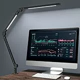 EYOCEAN LED Schreibtischlampe,Schwenkarm Architektenlampe Arbeitsleuchte,Berührungssteuerung Büro Tischlampe, Stufenloses Dimmen einstellbare Farbtemperaturen,Augenschutz, 10W Klemmleuchte,Mattschwarz