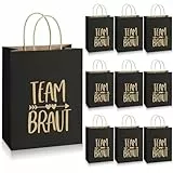 10 Stück Papiertüten mit Henkel,Kraftpapier 21x15 x8cm,Team Braut Geschenktüten,Geschenktüten,Geschenkverpackung,Mitgebsel Tüten Hochzeit,Geschenktasche für Hochzeit Mitgebsel