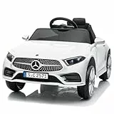 LEADZM Kinder Elektroauto Mercedes Benz CLS 350 mit 12V Kinderauto Elektrisch 2,4G-Fernbedienung, Elektrofahrzeuge 2-türig mit MP3, Musik, Hupe, LED-Leuchten (CLS Weiß)