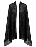 Aupuls Spitzen Stola für Abendkleid Leichter Weicher Schal Festlich Schultertuch Schwarz C081 Black