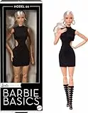 Barbie Basics-Modell 2, Sammlerpuppe mit blonden Haaren, schwarzem Minikleid und Gladiatorstiefeln, Mode in universeller Passform, beweglichem Körper und austauschbarem Kopf, JBH71