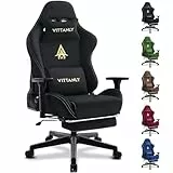Vittanly Gaming Stuhl, Luxuriöser Wildlederimitat Gaming Chair Bürostuhl, Ergonomischer Schreibtischstuhl mit Fußstütze Kopfstütze und Lendenkissen, 3D Armlehnen, 90-155° Rückenlehne, Schwarz