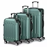 LEADZM Kofferset 3 teilig Hartschale, Reisekoffer mit Rollen Groß, Koffer Set aus ABS, Trolley Handgepäck mit Eckenschutz (Türkis)