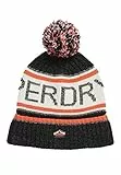 Superdry Herren Logo Beanie Strickmütze, Mehrfarbig (Magma Black Twist/Hazard Orange V6m), Einheitsgröße