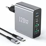 120W 4-Port USB C Ladegerät Mehrfach Mit USB-A, Schnellladegerät PD3.0 Power Adapter, Netzteil Für iPhone 16 15 14 Pro/Pro Max, MacBook Air, Samsung, Handys