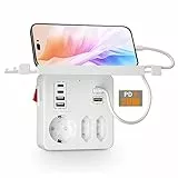 PD20W Steckdose mit Schalter, 3-Fach Mehrfachsteckdose mit Schnellladung PD3.0 20W und QC3.0 18W,Steckdosenadapter mit Handyablage Doppelstecker für Steckdose USB C Ladegerät Wandmontage, Weiß
