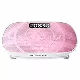 MERACH Vibrationsplatte, Leise und Kompakte Vibrationsplatte für Körperformung und Entspannung mit Komfortabler Silikonpad, LED-Display und Fernbedienung (Rosa)