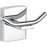 tesa KLAAM Handtuchhaken, verchromter Edelstahl - Bad-Haken zur Wandbefestigung ohne Bohren, inkl. Klebelösung - 96mm x 61mm x 47mm