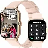 findtime Smartwatch zum Telefonieren mit Lautsprecher, 1,7-Zoll-Touchscreen, direktes Pairing mit Bluetooth-Kopfhörern kabellos, Musikspeicher, WhatsApp-fähig, Fitness-Tracker, rosa, Armband.
