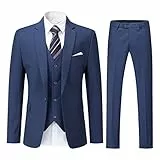 YOUTHUP Herren 3 Teilig Anzug Slim Fit Formell Anzüge 1 Knopf Herrenanzug für Business Hochzeit, Navy Blau, L