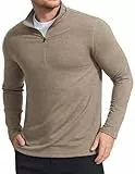 PINSPARK Herren Sweatshirt Langarm Ohne Kapuze Pullover Winter Langarmshirts Outdoor Sport Fitness Shirts Schnelltrocknend Funktionsshirt Basic Sportshirts Khaki S