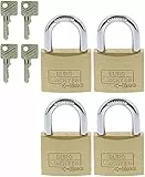 BURG-WÄCHTER 4er-Set Vorhängeschloss mit Schlüssel, Gleichschließend, Vorhangschloss, 6 mm Bügelstärke, Stahlbügel, 4 Schlüssel, Quadro 222 40