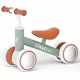 SIMQELLI Kinder Laufrad ab 1 Jahr, Spielzeug für 10-24 Monate Baby Lauflernrad Fahrrad ohne Pedal mit 4 Rädern Laufräder für Jungen und Mädchen, Kleinkinder Erste Geburtstag Geschenk, Grün
