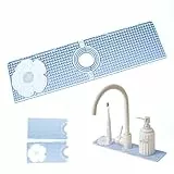 leyomgamz Silikon-Wasserhahnmatte, Abtropfmatte, Schmal, Wasserhahnschutz, Silikon, Blau, Einfarbig, 10 x 38 x 0.8 cm