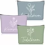 Geiserailie 3 Stück Krimskrams Kosmetiktasche Klein Kulturtasche Make Up Tasche mit Spruch Schminktasche mit Reißverschluss für Damen Mädchen Reise Geldbeutel(DREI Farben)