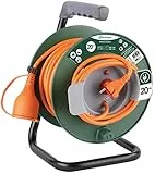 Electraline 49234 Verlängerungskabel für den Garten, Stecker europäische Stromnetze, für elektrische Gartengeräte, Länge 20M, mit Abdeckung für die Buchse, Kabelquerschnitt 2x1.5mm², Schwarz/Grün