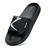 Torotto Herren Badelatschen Sommer Slippers Hausschuhe Schlappen Weiche Bequeme Rutschfeste Schnell Trocknende Haus Bad Dusche Sandalen(schwarz,45 EU)