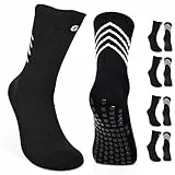 Gogogoal rutschfeste Fußballsocken Herren Damen Jugendliche Jungen gepolstert Anti-Rutsch Sport Socken Fussball Basketball 36-42 Schwarz M 4 Paar