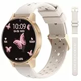 RifePhi Smartwatch Damen, 1.27' Touchscreen Fitnessuhr mit Telefonfunktion, 24/7 Herzfrequenz & Schlafanalyse, Menstruationszyklus, 120 Sportmodi & Schrittzähler für iOS/Android​ (Beige)