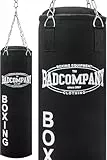 Bad Company Boxsack inkl. Vierpunkt Stahlkette I Canvas Punchingsack, gefüllt I 120 x 30 cm