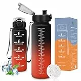 Vikaster Wasserflasche, Trinkflasche 1l, Trinkflasche Fahrrad, Trinkflasche Kohlensäure Geeignet, Sportflasche für Kinder, Fahrrad, Schule, Fitness, Outdoor