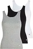 Calvin Klein Damen 3er Pack Tank Tops Scoop Neck Cotton mit Rundhalsausschnitt, Mehrfarbig (Black/White/Grey Heather), M