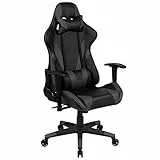 Flash Furniture X20 Gaming-Stuhl, Rennsport-Design, Bürostuhl, ergonomischer PC-Drehstuhl, verstellbar, Drehsessel mit verstellbarer Rückenlehne aus rotem LeatherSoft, Grau, 1 Stück