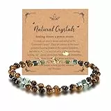 JSDDE Damen Perlenarmband Edelsteine Armband Heilsteine Doppellagiges Armband Glücksbringer spirituellen Schmuck für Damen Frauen (Tigerauge)
