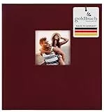goldbuch 27972 Fotoalbum mit Fensterausschnitt, Bella Vista, Erinnerungsalbum 30 x 31 cm, Foto Album 60 schwarze Seiten mit Pergamin-Trennblättern, Fotobuch aus Leinen, Bordeaux