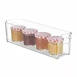Relaxdays Kühlschrank Organizer, schmaler Küchen Organizer mit Griffen, für Lebensmittel, 10 x 11 x 37,5 cm, transparent