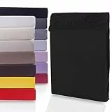 DecoKing Spannbettlaken 120x200 140x200 cm Schwarz Spannbetttücher Jersey 100% Baumwolle Boxspringbett Nephrite 120 x 200 140 x 200