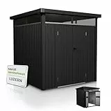 Juskys Gerätehaus Luzern M - 5,2 m² - Metall Geräteschuppen mit Türen & Fenstern - wetterfest & abschließbar - Fahrradgarage, Gartenhaus - Anthrazit