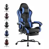 WOTSTA Gaming Chair Computerstuhl Ergonomischer Gaming Stuhl mit Fußstütze Bürostuhl Ergonomischer Computerstuhl mit Lendenwirbelstütze (BLKBL)