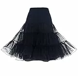DRESSTELLS Petticoat Unterrock Damen Reifrock Dirndl Petticoats Schwarz 1950er Rockabilly Kleider Pettycode Unterrock Kurz Tüllrock Meerjungfrau Kostüm Black S