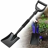 Schaufeln, 78cm Gärtnerspaten für Harte Steinige Böden aus Stahl, Quadratische Schaufel mit Gebogenem D-Förmigen Griff Schwerlast-Autoschaufel, Geeignet für Ausgrabung Camping Car Gardening/Schwarz