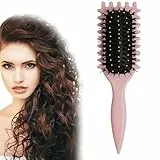 Jushion Lockenbürste, Curl Brush Haarbürste Strähnenkamm,professionelle Lockenbürste, Styling-Werkzeuge, Haarkämmen, Kunststoffkamm Bouncy Curl Pinsel zum Entwirren Formen und Definieren-(Rosa)