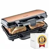Bestron XL Sandwichmaker für 2 Sandwiches, 900 Watt – Antihaftbeschichteter Sandwich-Toaster mit automatischer Temperaturregelung und Bereitschaftsanzeige, schnelle Zubereitung, einfache Reinigung