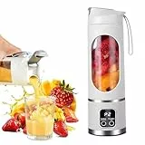 Tragbarer Mixer Smoothie Maker To Go, Pengrity 450 ML Portable Blender, mit LED Display, 12 Klingen, Kleiner Mixer für Shakes und Smoothie, Wiederaufladbar Mini Standmixer für Sport, Reisen, Outdoor