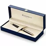 Waterman Hémisphère Kugelschreiber | Mattschwarz mit Zierteile aus 23 K Gold | Mittlere Spitze | Blaue Tinte | Geschenkbox