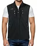 Harbrosrce Herren Outdoor Weste Standkragen Anglerweste Golf Leicht Gilet Schnelltrocknende Ärmellose Jacke Arbeitsweste Jagdweste mit Vielen Taschen für Safari Fotografie