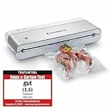 FoodSaver kompaktes Vakuumiergerät mit Handheld-Vakuumierer | 1 Rolle & 4 Beutel | Silber mit weißen Akzenten [VS0100X]
