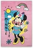 Disney Home Kinderteppich - Offiziell lizenzierter Kinderspielteppich für Kinderzimmer, Spielzimmer - rutschfeste und waschmaschinenfeste Spielmatte für Kinder, Minnie Mouse Teppich 80 x 120 cm