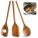 YUFFQOPC Kochlöffel Holz Set, Pfannenwender, Risottolöffel & Holzkochlöffel, langlebig & antibakteriell, Küchenhelfer Set Kochutensilien Set Naturholz