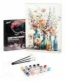 Bougimal Malen Nach Zahlen Erwachsene Landschaft Mit Rahmen inklusive Pinsel und Acrylfarben - 28 x 35 cm, Bunte Blumen 3