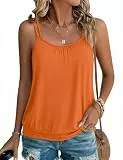 Totatuit Damen Tank Top Sommer Ärmellose Blusentop Basic Cami Weste Lässige Oberteile Rundhalsausschnitt Shirt Blusen Spaghetti Tops Orange S