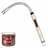 SUPRUS Kerzenanzünder, wiederaufladbar, elektrisches Lichtbogen-Feuerzeug, dreifaches Sicherheitsfeuerzeug, Edelstahlgehäuse & Aufhängehaken mit 360° flexiblem Hals (Gold)