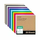 Cricut Vinylfolie für Plotter im Vorteilspack | 25 Blatt | 30,5 cm x 30,5 cm | Selbstklebende, permanente Plotterfolie für alle Cricut Schneidemaschinen | Sortenpaket