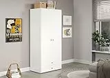 trendteam smart living Basics Kleiderschrank Weiß Garderobenschrank mit 2 Türen, 1 Hutablage, 1 Kleiderstange und 2 Schubladen (BxHxT) 81 x 176 x 51 cm Moderner Stil